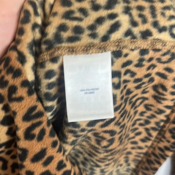 LANDS' END Half Zip Pullover Fleece Brown/Black Leopard S - Picture 5 of 6